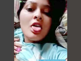 Naked girl gets turned on during video chat
