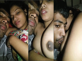 Young and cute girl enjoys breast and nipple play