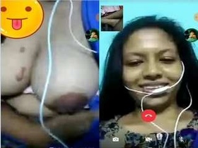 Lovely girl reveals her breasts and pussy on video call to her partner
