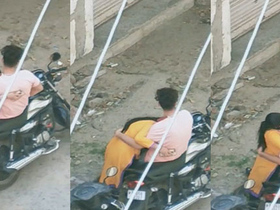 Rustic girl gives a passionate blowjob in the open air