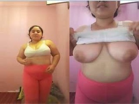 Indian girl flaunts her large breasts