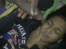 Sexy ebony babe gives a blowjob and anal sex with her lover in a naughty video