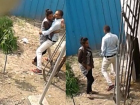 Quick outdoor sex with foot fetish twist
