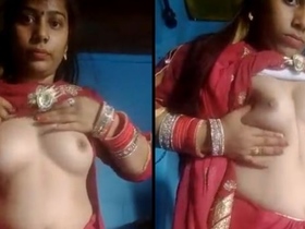 Country bride flaunts her big boobs after marriage