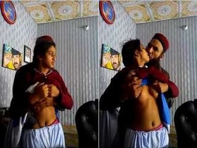 Sensual woman gives breastfeeding to the owner of the house