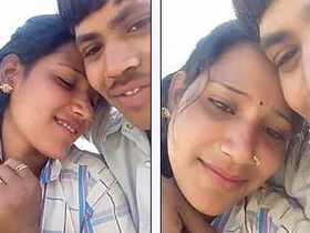 Indian lover kisses and fondles breasts in public