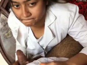 College girl's steamy video of hard sex and blowjob in dorm room
