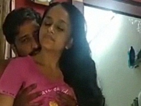 Couple's romantic foreplay leads to boob-pressing sex