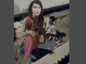 Shemale caught having sex with a customer in public