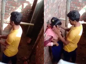 College girl gives a blowjob and enjoys her partner's breasts in a village