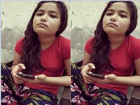 Adorable Indian girl takes a bath in the shower