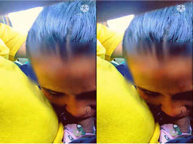 Exclusive video of a Desi girl giving a blowjob in a car
