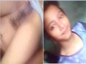 College girl flaunts her big boobs and pussy in bathroom