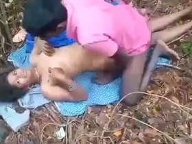 Rustic couple enjoys outdoor sex in village