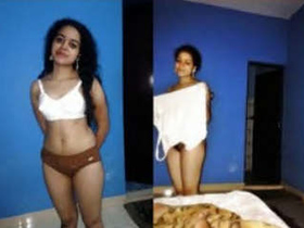 Cute shy girlfriend gets recorded naked by her boyfriend in a hot and steamy video