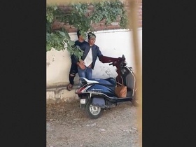 A couple from India enjoys outdoor sex in public