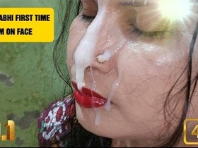 Salu bhabhi experiences her first facial cumshot