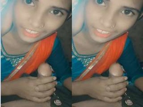 Amateur Desi girl in village gives a blowjob