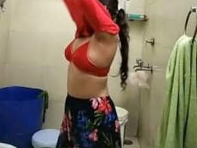 Clear video of a cute Indian girl taking a bath