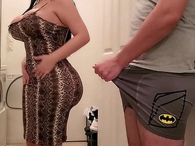 Mother's big butt watches as her porn-loving son gets hammered