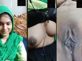 A cute college girl flaunts her ample bosom and intimate area in a VK video