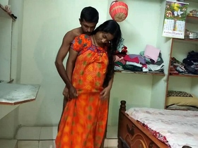 Telugu wife performs oral sex on her husband in the kitchen