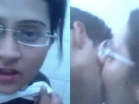 Desi college student Bebe gives a blowjob in the campus