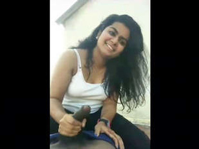 Beautiful girlfriend gives hot handjob with expressions