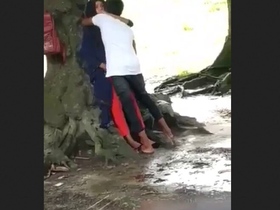 Muslim girl in hijab pleasures herself in the great outdoors