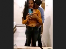 Hotel room lover indulges in solo play with mirror and fingers