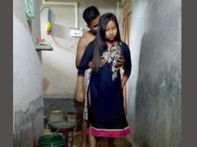 Sensual affair with a gorgeous wife in the bathroom