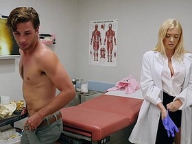 A horny nurse tries to seduce four patients in a hospital