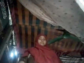 Muslim babe proudly displays her large breasts and vagina in village