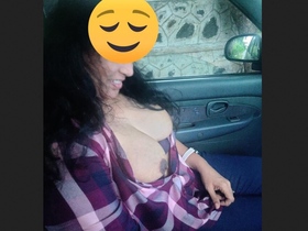Cute girl gets a thrilling ride in the car