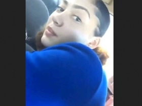 Horny couple has passionate sex in the back of a car