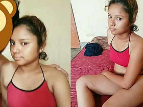 Desi teen Zareen's steamy solo session