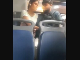 On the go: Handjob on a bus in public