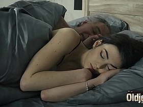 Grandpa and young Catholic girl engage in steamy sex and he cums inside her