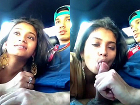 Naughty NRI babe gives oral pleasure to her boyfriend in a car