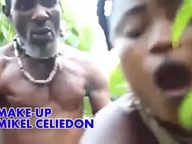 African villagers engage in a secret agent orgy without moonlight