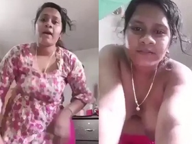 Bhabi with big ass and milky boobs shows off and gets satisfied