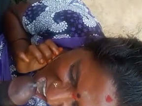 Indian bhabhi swallows cum in a short video